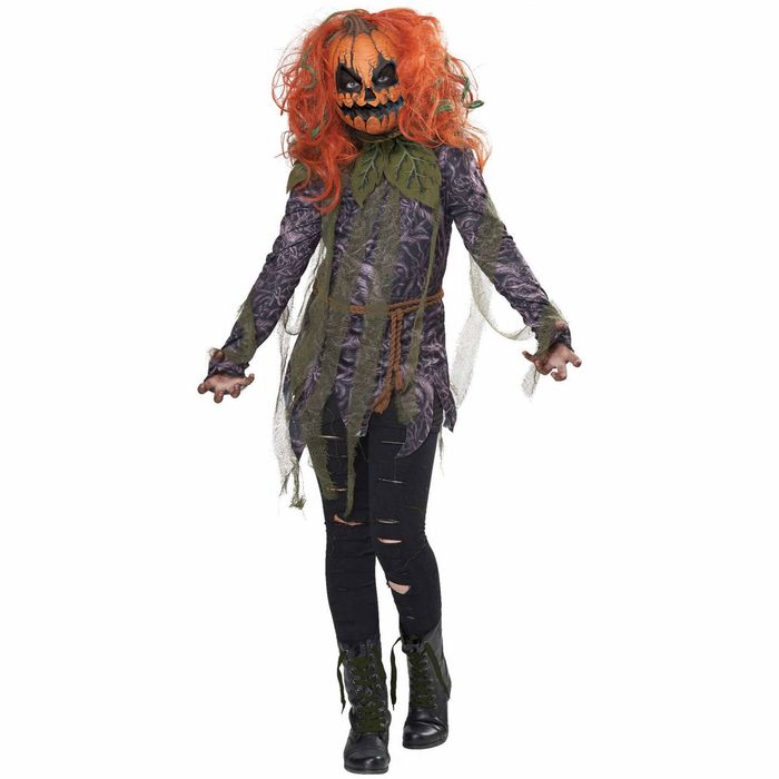 Pumpkin Monster Undead Evil Horror Scary Halloween Child Girls Costume S