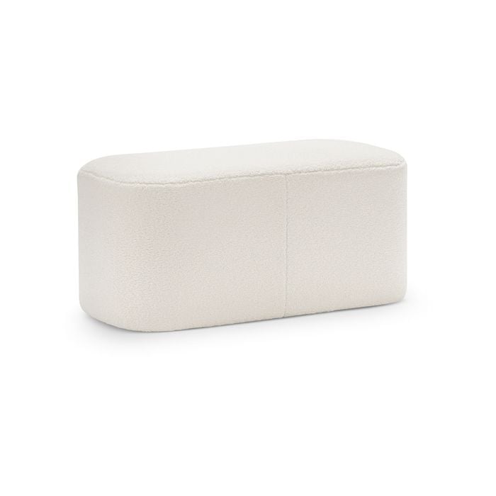 Podd 80cm Boucle Cream Rectangle Rounded Ottoman Bench Stool