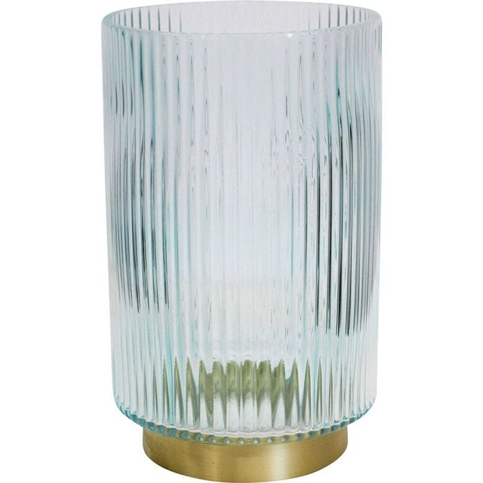 LVD Glass Vase Ribb Small Sea Salt Home Decor 12x20cm - Blue