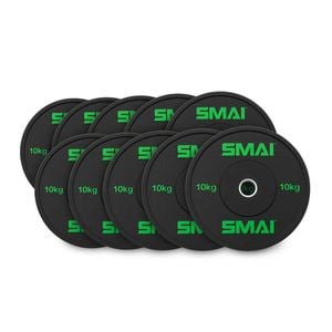 Smai Hd Bumper Plates Set - 5 Pairs Of 10kg (100kg) - Black