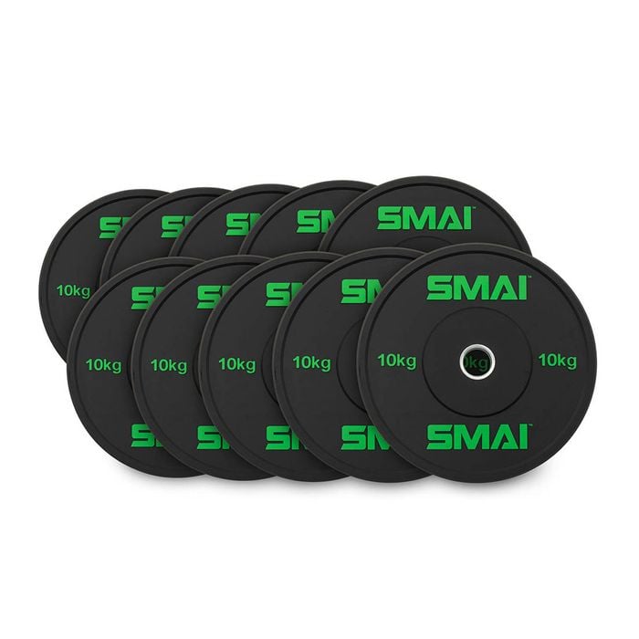 Smai Hd Bumper Plates Set - 5 Pairs Of 10kg (100kg) - Black