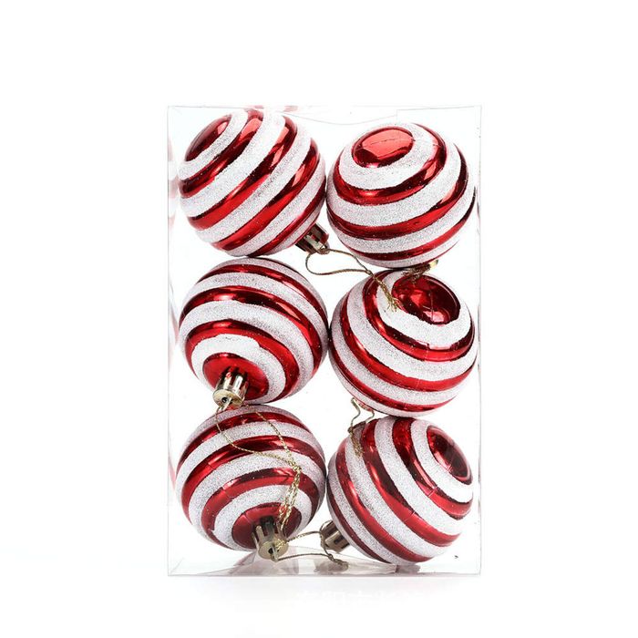 Catzon 6 Pcs Christmas Balls 6CM Shatterproof Plastic Painted Baubles for Xmas Tree Decor-Set4