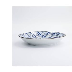 Tokyo Design Plate Porcelain Blue Wave Pattern Microwave Dishwasher Safe 22cm