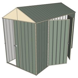 Build-a-Shed 1.5 x 3.0 x 2.3m Front Gable Single Sliding And Double Hinged Doors Shed - Green