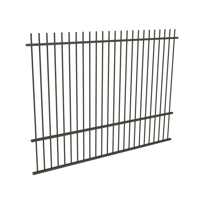 ProtectorAl 1201 - 2399 x 1800mm Woodland Grey Aluminium Picket Top Pool Fence Panel With Mid Rail