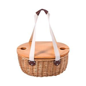 Vibes McLaren Vale 2 Person Oval Insulated Wicker Basket with table – Natural & Cream