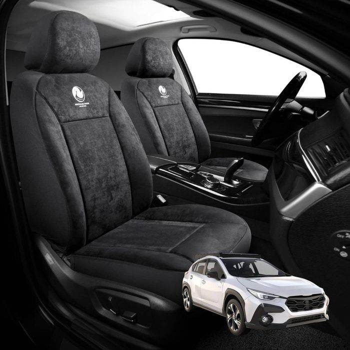Australian Goose Edition Front Seat Covers for Subaru Crosstrek 2023 - Current (GU) - Suede, Universal Fit - Black