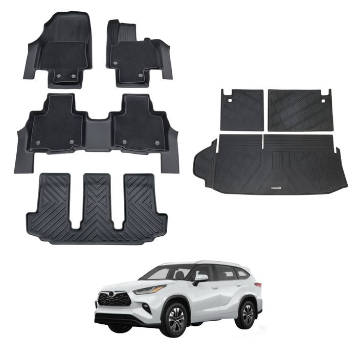 AUSGO Double-Layer Floor Mats & Boot Liner Set for Toyota Kluger 2021-Onwards Car Floor Liners Cargo Mat