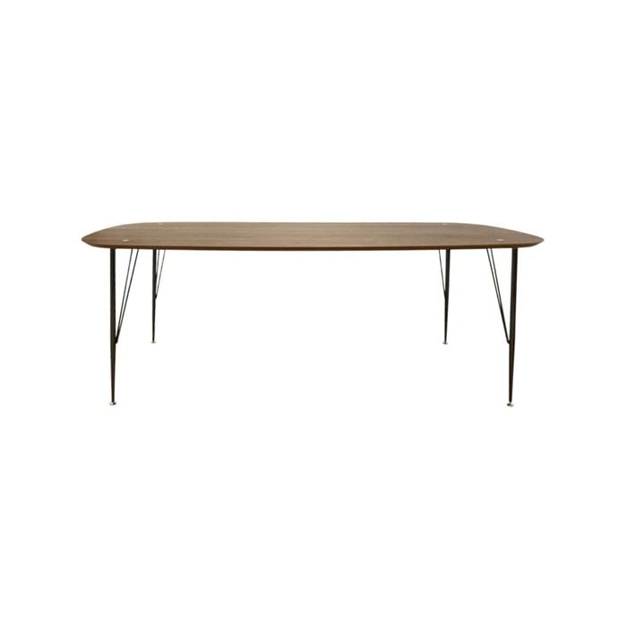 6IXTY2 Scandinavian Wooden Dining Table Large 220cm - Metal Legs - Walnut Satin