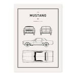 Classic Car Blueprint - Ford Mustang A1 Poster Print