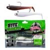 Bite Science Multi-Pack of Rigged 4' Rigged Thump Shad Lures - Bloodworm/White"