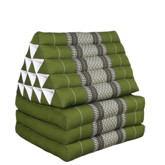 Jumbo Thai Triangle Pillow 3 Fold - Handmade Kapok Daybed Cushion - Green