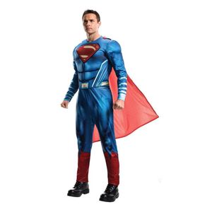 Superman Halloween Costume for Men Deluxe Justice League Muscle Chest Suit with Cape, STANDARD