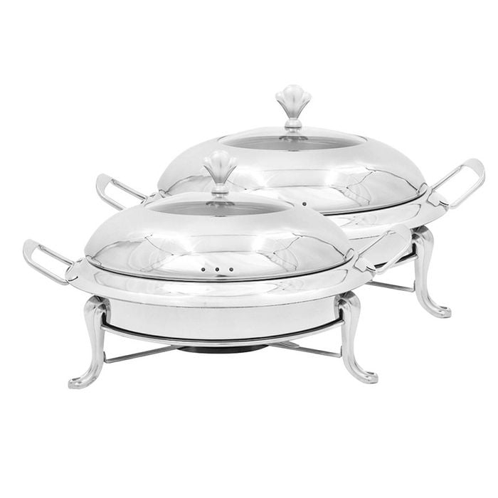 SOGA 2X Stainless Steel Round Buffet Chafing Dishes with Glass Top Lids
