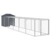 vidaXL Chicken Coop Chicken Cage with Run Hen House Anthracite Galvanised Steel 117x609x123 cm