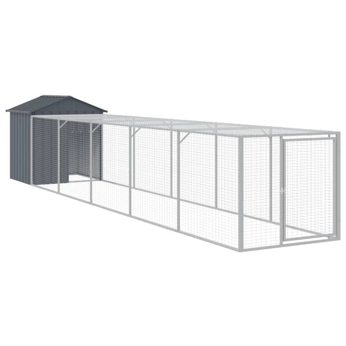 vidaXL Chicken Coop Chicken Cage with Run Hen House Anthracite Galvanised Steel 117x609x123 cm