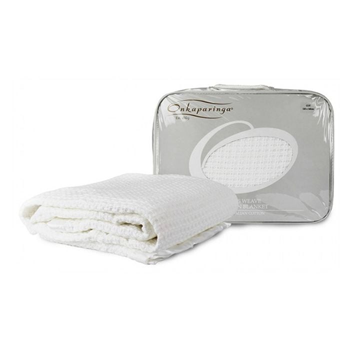 Onkaparinga Baby Moss Weave Cotton Blanket Bassinet White