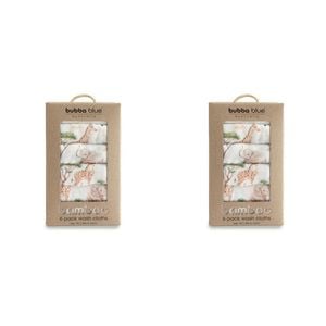 2x 6pc Bubba Blue Bamboo Cotton Adventure Muslin Wash Cloths 30x30cm