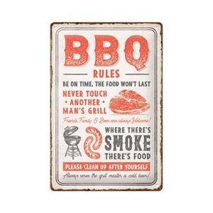 Nostalgic-art Medium Metal Plaque/sign Bbq Rules 20x30cm