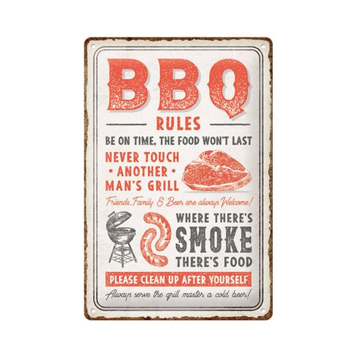Nostalgic-art Medium Metal Plaque/sign Bbq Rules 20x30cm