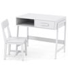 Costway Kids Table & Chair Wooden Study Desk Set White