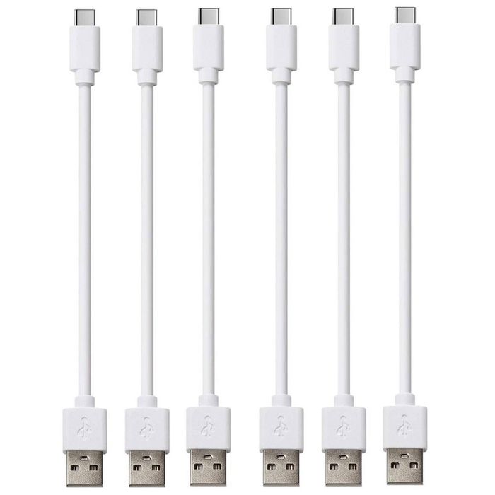 iWill 5 Pack 20cm Short Data Transfer Charger Charging USB Type C Cable Cord Bulk White TPE Plastic