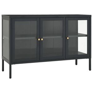 vidaXL Sideboard Anthracite Steel and Glass Cabinet Cupboard Home Organiser