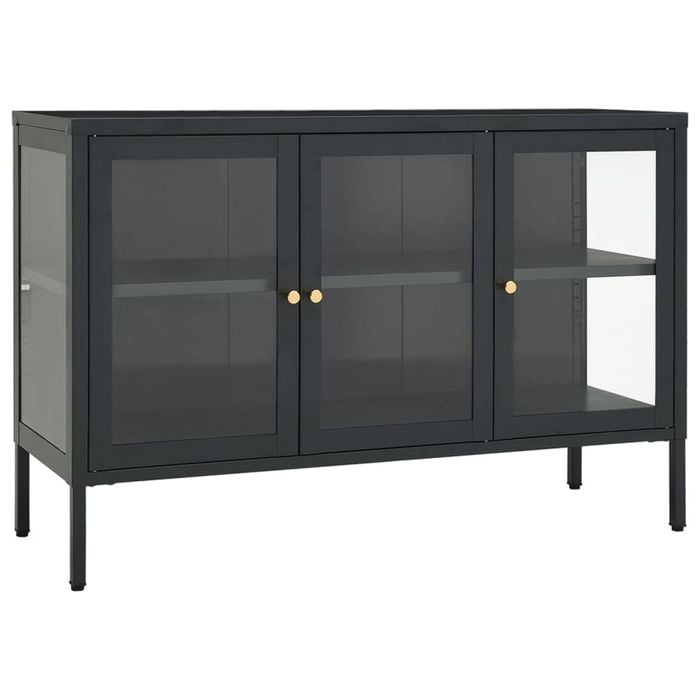 vidaXL Sideboard Anthracite Steel and Glass Cabinet Cupboard Home Organiser