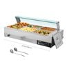 VEVOR Commercial Food Warmer Silver 1500W Stainless Steel with Glass Cover for Restaurant