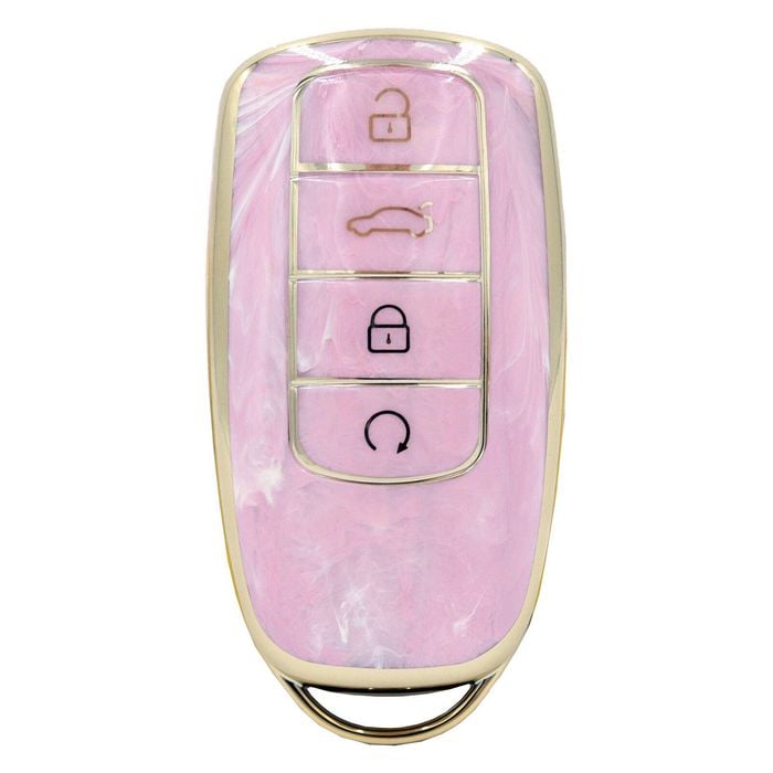 Key Zone Replacement Car Key Sleeve to suit Chery Omoda 5 - Pink with Golden Trim