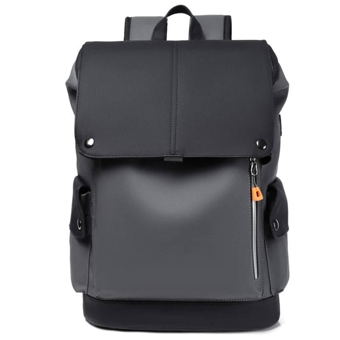 NNEOBA Waterproof PU Leather Laptop Backpack Computer Bag Grey
