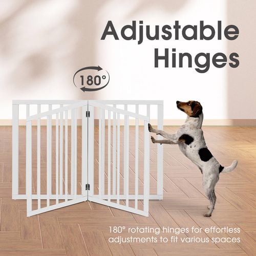 Petzly Pet Gate Dog Fence Safety Barrier Security Door 4 Panel 61cm White Bunnings Australia