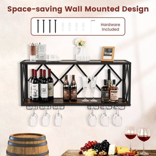 Costway 39 Bottles Wine Rack Wall Mounted Cellar Storage Display Shelf Bunnings Australia