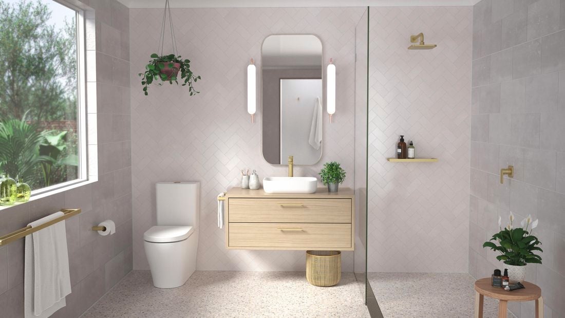 A modern bathroom with Caroma fittings.