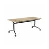 Olg Modulus Flip Table Black And Silver Frame New Oak Ravine Top L1800mm X W600mm