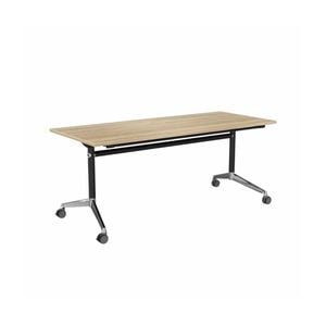 Olg Modulus Flip Table Black And Silver Frame New Oak Ravine Top L1800mm X W600mm