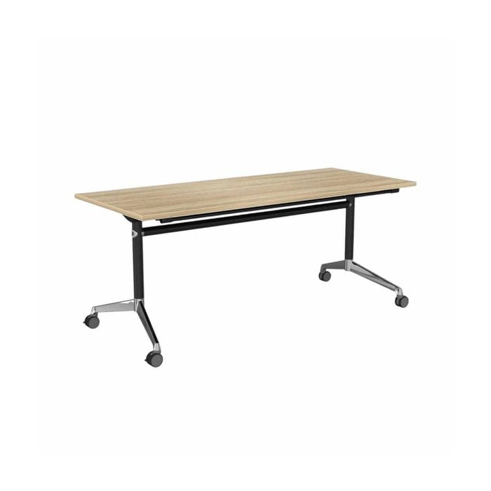 Olg Modulus Flip Table Black And Silver Frame New Oak Ravine Top L1800mm X W600mm