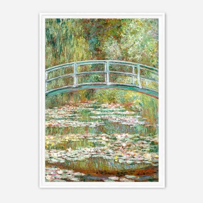 Galrie Monet’s Japanese Bridge Art Print Iconic Impressionist Masterpiece for Home Decor, White Frame, A4 21 x 30cm (8 x 12inch)