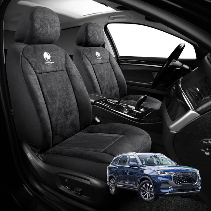 Australian Goose Edition Front Seat Covers for Chery Tiggo 8 Pro Max 2024 - Current (T31) - Suede, Universal Fit - Black