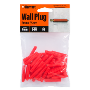 Ramset 6 x 35mm Red Wall Plugs - 50 Pack