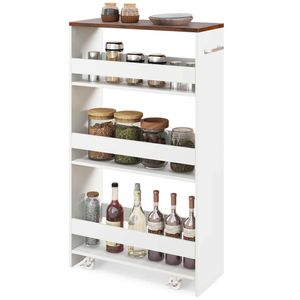 Costway 4-Tier Slim Rolling Storage Cart w/Open Shelves Handle