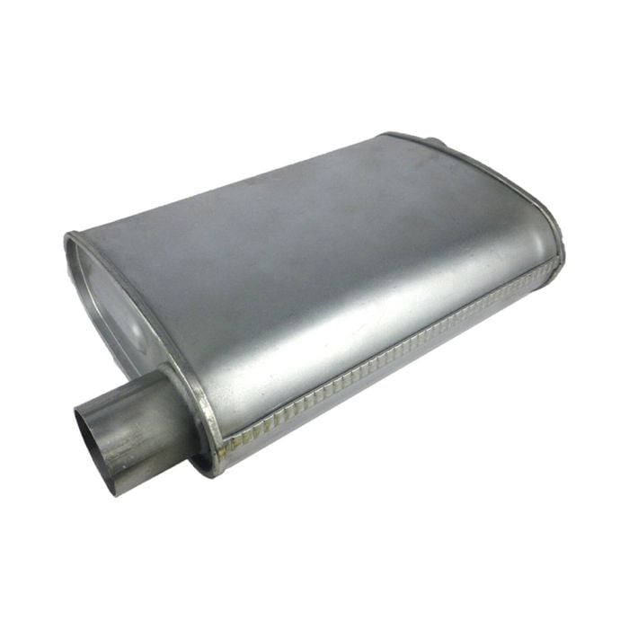 Redback 3" Triple Flow Muffler Offset/offset - 9" X 5" Oval, 14" Long, Aluminised Steel