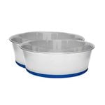 2PK Banquet Stainless Steel Pet Food Bowl w/ Rubber Base 950ml