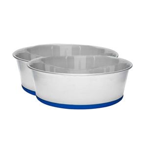 2PK Banquet Stainless Steel Pet Food Bowl w/ Rubber Base 950ml