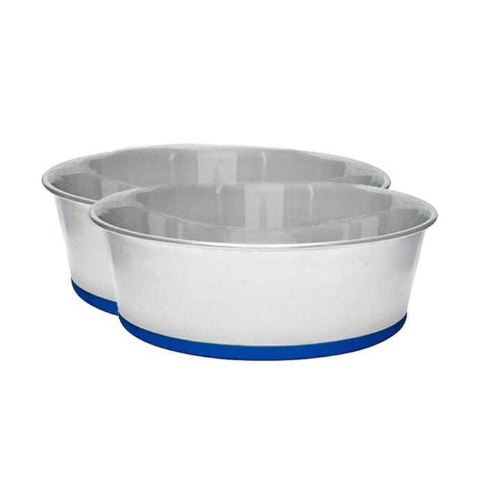 2PK Banquet Stainless Steel Pet Food Bowl w/ Rubber Base 950ml