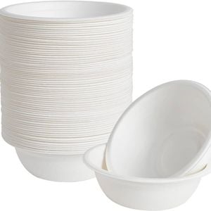 600pcs Disposable Sugarcane asse Round Bowls 18cm 450ml Bulk