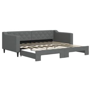 vidaXL Daybed with Trundle Sofa Bed 92x187 cm Single Size Dark Grey Fabric