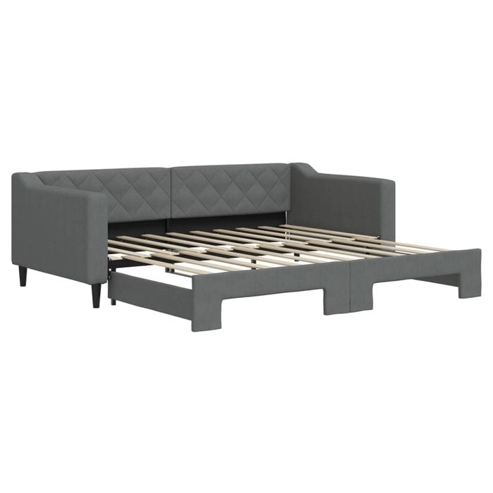 vidaXL Daybed with Trundle Sofa Bed 92x187 cm Single Size Dark Grey Fabric