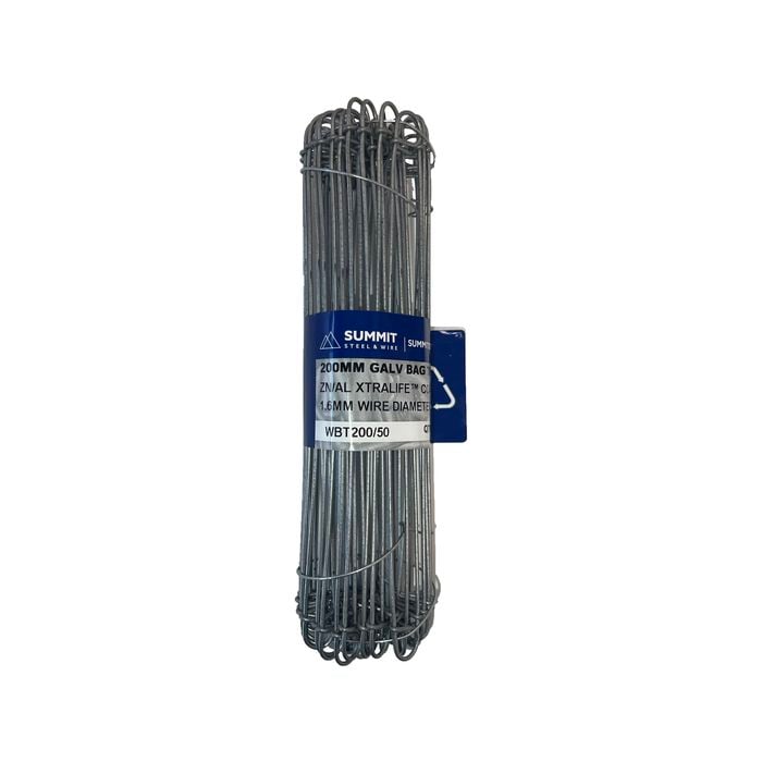 Summit Steel & Wire 200mm Galv Bag Tie - 50 Pack