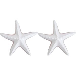 2PK LVD Starfish Organic Ceramic Figurine Home Decor Large White